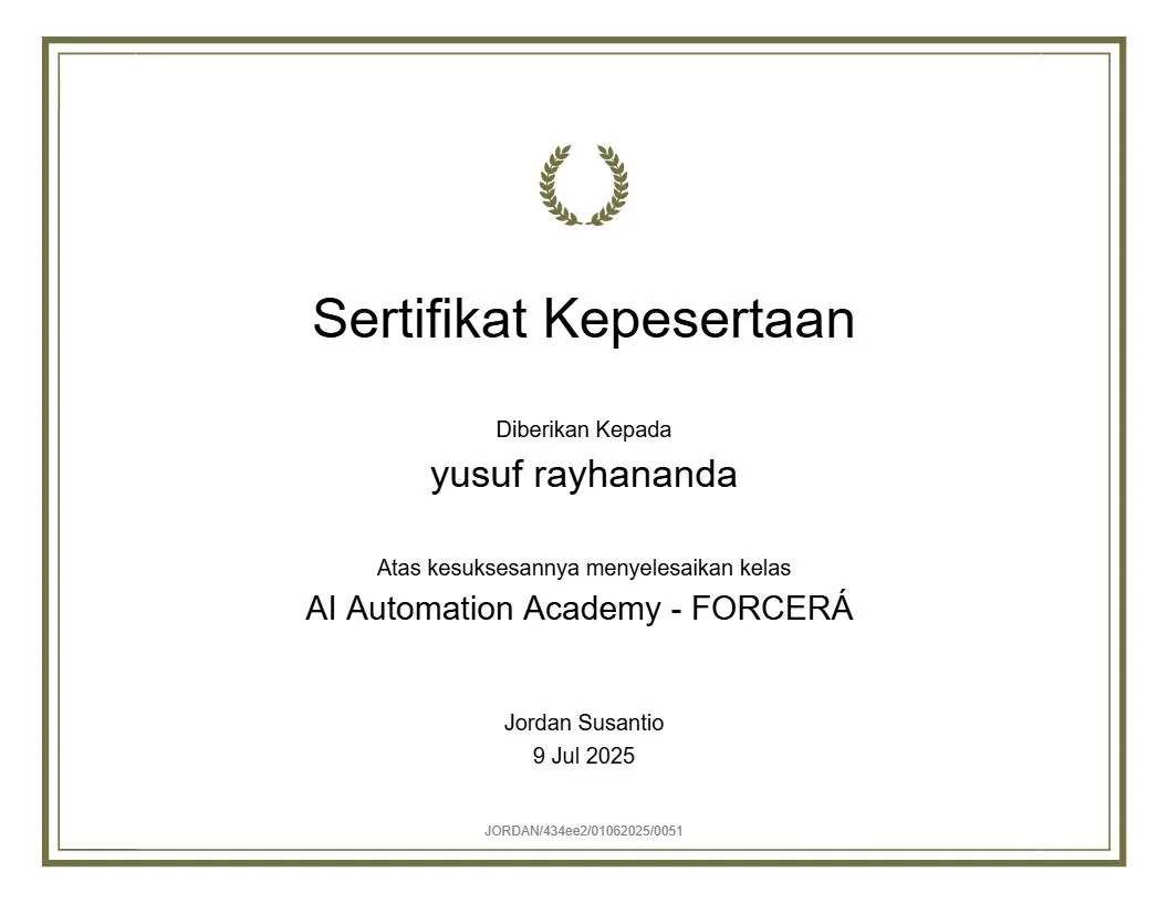 AI Automation Academy — FORCERA certificate